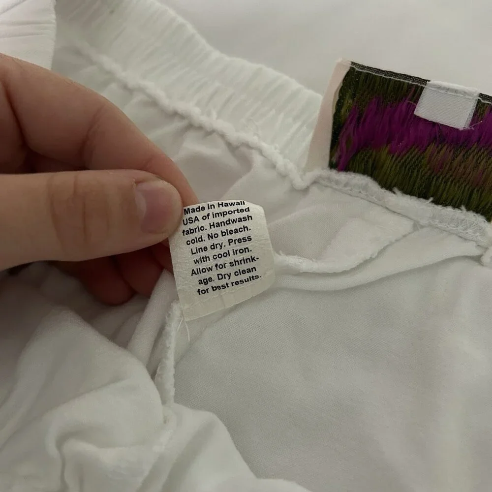 Vintage Kaua’iana Hawaii Womens White Beach Pants Pockets Soft Stretch Rayon‎